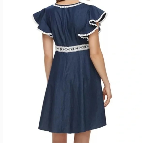 Beauty & The Beast - Belle inspired denim chambray dress with flutter sleeves - Picture 3 of 9